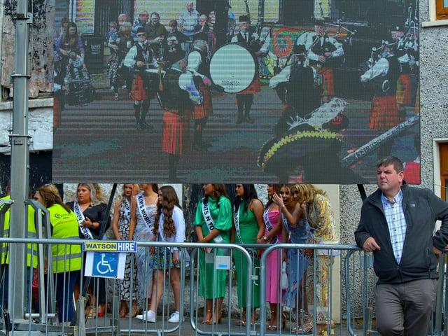 Festival Queens wait to be called on stage at the Clonmany Festival Parade held on Sunday afternoon last. Photo: George Sweeney.  DER2231GS – 023