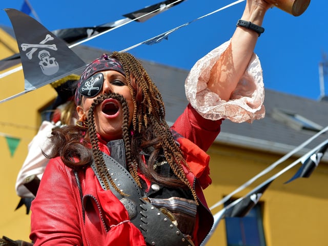 A pirate on one of the floats at the Clonmany Festival Parade held on Sunday afternoon last. Photo: George Sweeney.  DER2231GS – 020