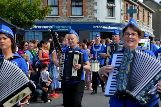 The Killaghtee Accordion Band took part in the Clonmany Festival Parade held on Sunday afternoon last. Photo: George Sweeney.  DER2231GS – 015