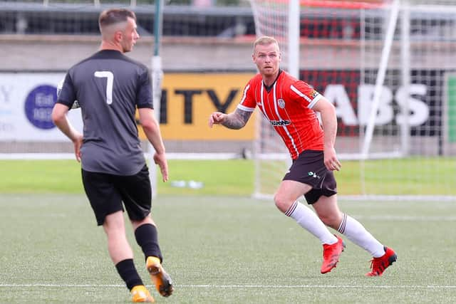 Derry City's Mark Connolly, who signed from Dundee United, scored on his debut against Oliver Bond Celtic. Picture by Kevin Moore/MC