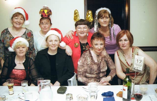 Galliagh Women's Group ladies getting in the party mood at Pitcher's are, at front, Lynn Patterson, Maura Ebbs, Bridget Bradley and Anna Connolly. At back are Mary McCourt, Majella O'Donnell, Margaret Gallagher and Maura McColgan.