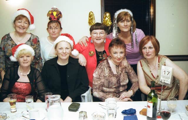 Galliagh Women's Group ladies getting in the party mood at Pitcher's are, at front, Lynn Patterson, Maura Ebbs, Bridget Bradley and Anna Connolly. At back are Mary McCourt, Majella O'Donnell, Margaret Gallagher and Maura McColgan.
