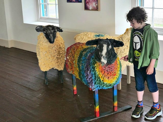 David Lemmy with Kevin Harkin’s installation ‘Flock Together’.