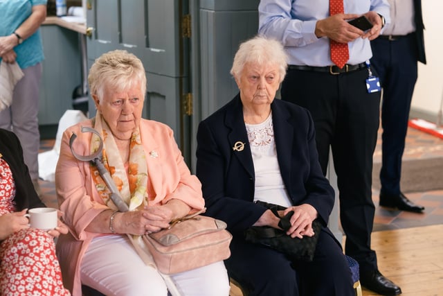 Betty Doherty (on right), who for many years was Bishop Daly's housekeeper, was among those to attend this week's exhibition launch.