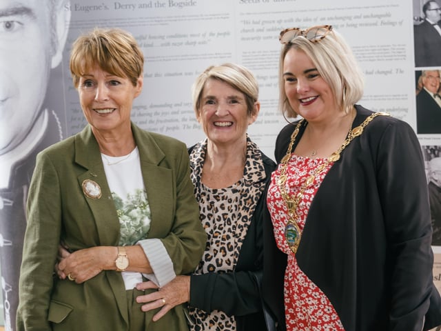 Anne Gibson, on left, with Mayor of Derry and Strabane, Sandra Duffy.