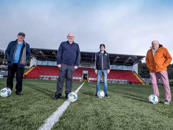 Terry Harkin, Eamonn McLaughlin, Tony O'Doherty and Eddie Mahon, the famous ‘Gang of Four’ at the Ryan McBride Brandywell Stadium. Picture courtesy Stephen Latimer