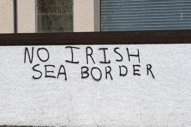 Anti-Irish Sea graffiti in Rossdowney Road.