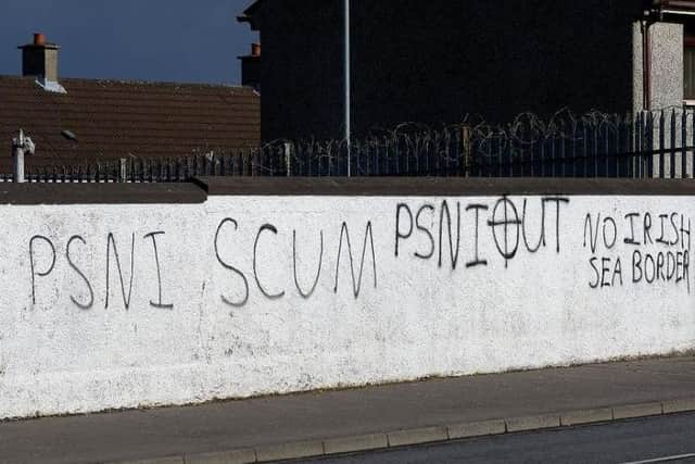 Graffiti in the predominantly unionist Rossdowney Road area.