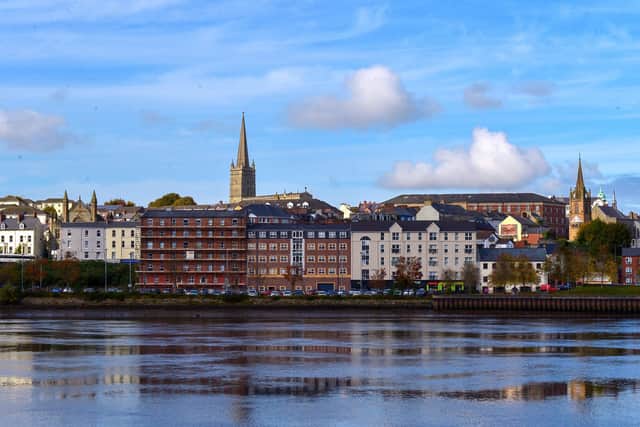 The Foyle Embankment in the autumn sunshine.