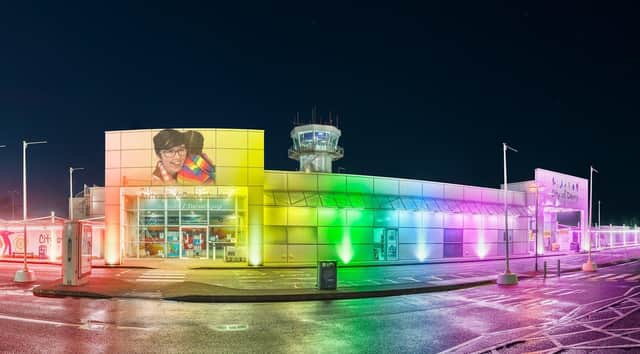 City of Derry Airport was lit up in rainbow colours this week to commemorate the second anniversary of the death of Lyra McKee.