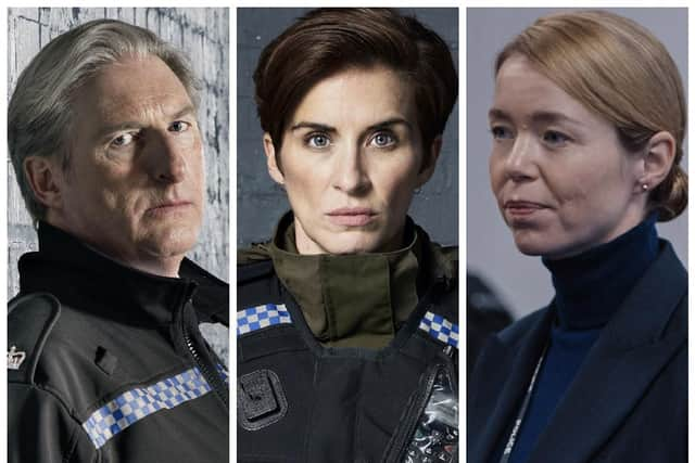 Left to right: Supt. Ted Hastings (Adrian Dunbar), DI Kate Fleming (Vicky McClure) and DS Patricia Carmichael (Anna Maxwell Martin).