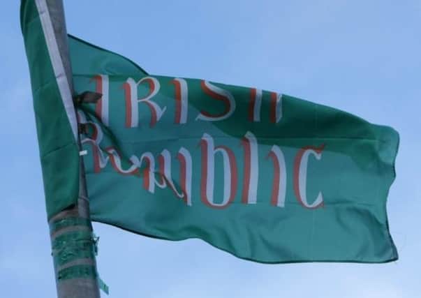 A replica of the flag hoisted at the GPO.