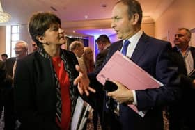 Arlene Foster pictured with Micheál Martin