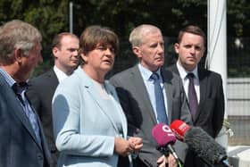 Arlene Foster pictured with Sammy Wilson, Gordon Lyons, Gregory Campbell and Gary Middleton.
