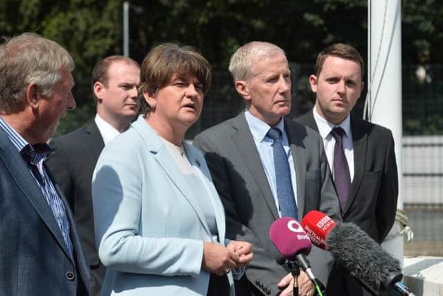 Arlene Foster pictured with Sammy Wilson, Gordon Lyons, Gregory Campbell and Gary Middleton.