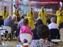 The Jive Aces performing in the Foyleside Shopping Centre during the 2015 City of Derry Jazz Festival. Photo: George Sweeney / Derry Journal.