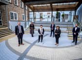 From left are Gary Middleton, MLA, Selina Horshi, Managing Director, White Horse Hotel, Dawn McLaughlin, Paul Clancy, Chief Executive, Derry Chamber, Diane Dodds, and Paul Curtis, Curtis Opticians.