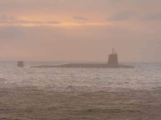 A large submarine off Donegal this morning. Photo: Damien McCallig.