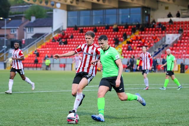 Ronan Boyce pictured in action in the North West derby at Brandywell. Pictured by Kevin Moore