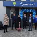Group pictured at the official opening of the newly built Rosemount Resource Centre yesterday afternoon are, from left, Sharon McCullough, DfC, Robbie Clarke, DfC, Bronagh Donnelly, Chairperson, Rosemount Resource Centre, Colr. Brian Tierney, Mayor of Derry and Strabane, Eileen Kivlehan, Deputy Chairperson, Rosemount Resource Centre, and Pauline Mellon, Deputy Chairperson, Rosemount Resource Centre. DER2118GS – 021