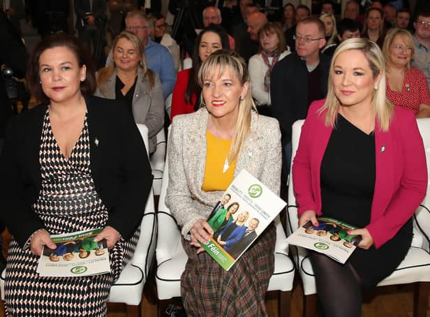 Press Eye - Sinn Feinn Manifesto launch - Galgorm Hotel - Ballymena -  5th April 2019Photograph by Declan RoughanSinn Fein launches party Manifesto for Local Government Elections 2019(L-R) Mary Lou McDonald, Martina Anderson and Michelle O'Neill