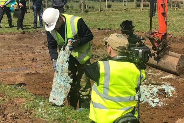 A propeller blade which was discovered during the dig in Ballykelly last weekend.