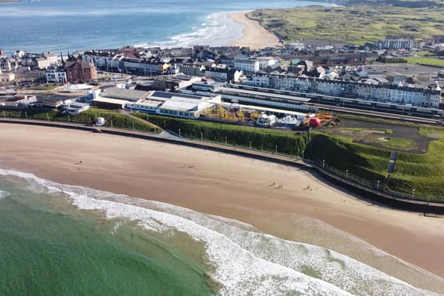 PRIME SITE... A bird’s eye view of the Barry’s Amusements site on Portrush’s shorefront.