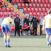 Longford Town manager Daire Doyle and Derry City boss Ruaidhri Higgins pictured on the touchline during Friday's Premier Division clash at Brandywell. Picture by Kevin Moore.