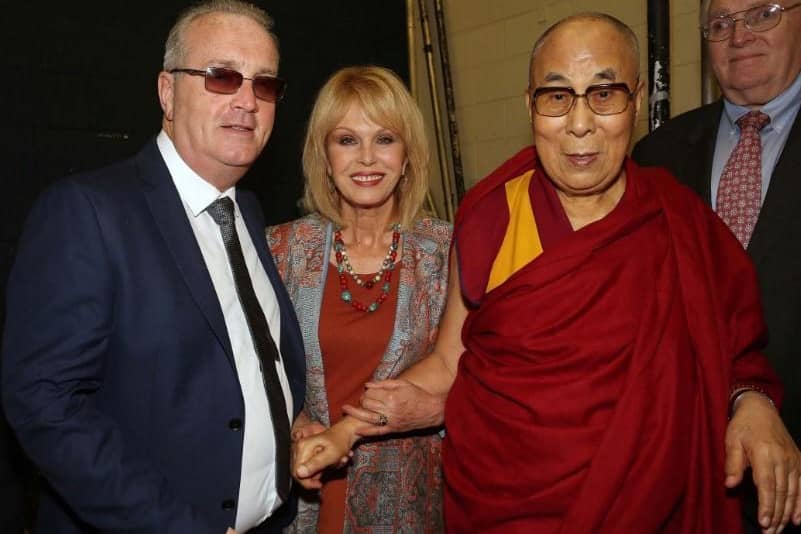 Children in Crossfire founder Richard Moore with his friend the Dalai Lama and the actress Joanna Lumley.