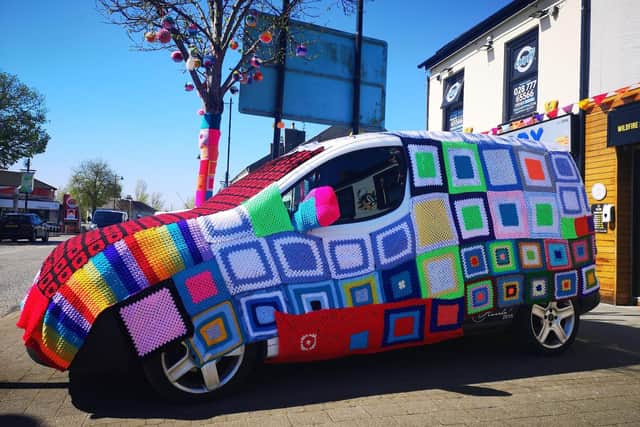 A yarn bombed van created by Adelle Herald (Stendhal Festival) at The Chippy. Photo: Nigel McFarland.