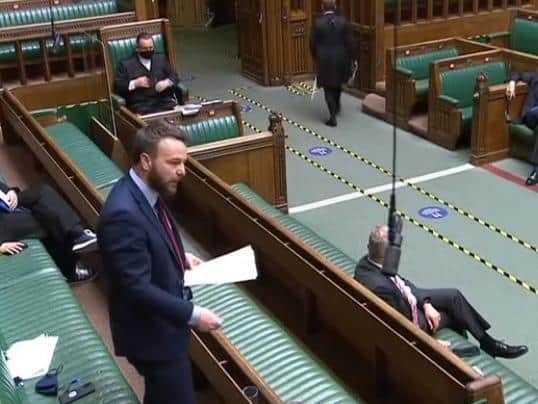 Colum Eastwood addressing MPs this week.
