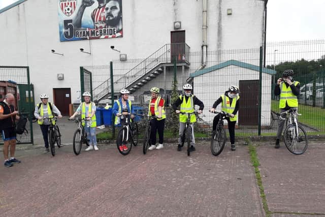 A group about to set off on their bikes.