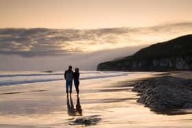 Downhill Beach's golden sands stretch out towards Magilligan Point and is one of the longest beaches in Ireland. Mussenden Temple stands on the cliff, from where there are views of counties Donegal Coast, Antrim and Londonderry.