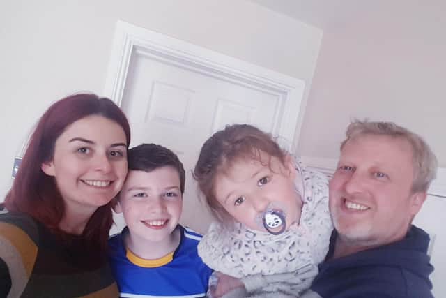Sarah McGill with her children Aidan and Niamh and husband Gavin.