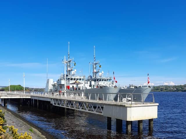 The HMCS Summerside, on the left, and the HMCS Kingston on Sunday.
