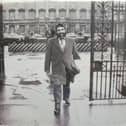 The late Councillor Eddie Fullerton, in the 'iconic' photo of him leaving Leinster House.