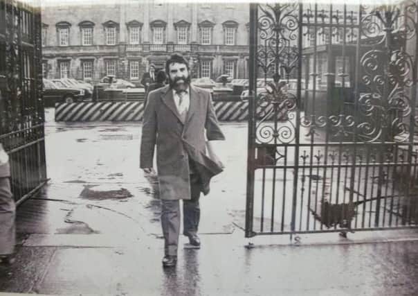 The late Councillor Eddie Fullerton, in the 'iconic' photo of him leaving Leinster House.