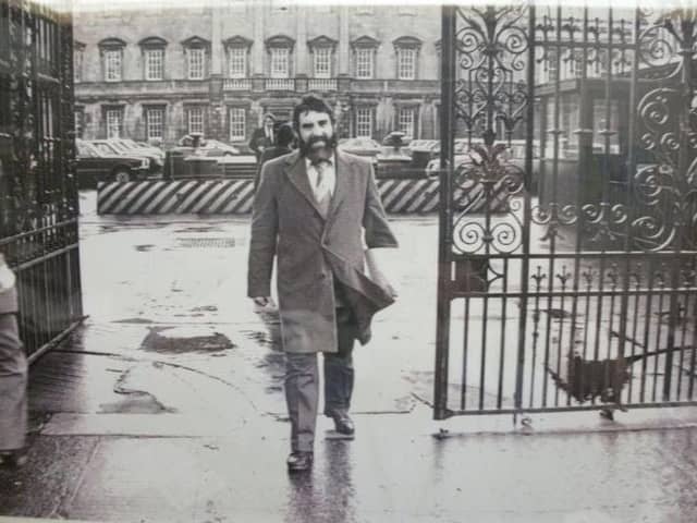 The late Councillor Eddie Fullerton, in the 'iconic' photo of him leaving Leinster House.