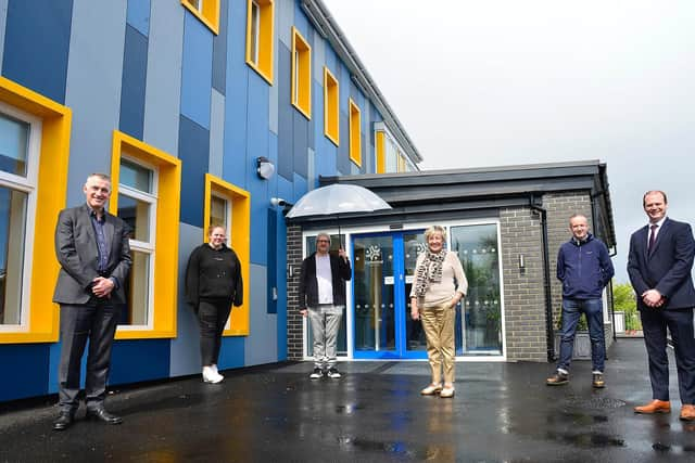 Junior Ministers Declan Kearney and Gordon Lyons received a warm welcome at Cathedral Youth Club in the Fountain estate.