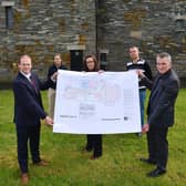 Junior Ministers Gordon Lyons and Declan Kearney heard from Gasyard Centre manager Linda McKinney, Michael Cooper and Cormac Keenan about the ambitious plans for an extension and new exhibition space at the Lecky Road community facility.