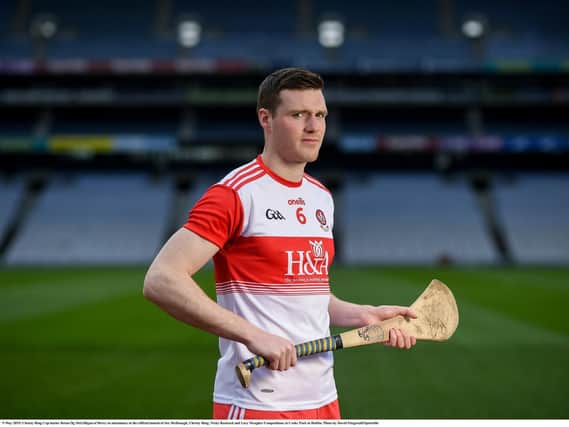 Banagher's Brian Og McGilligan will be back as Derry hurlers travel to Kildare on Sunday.
