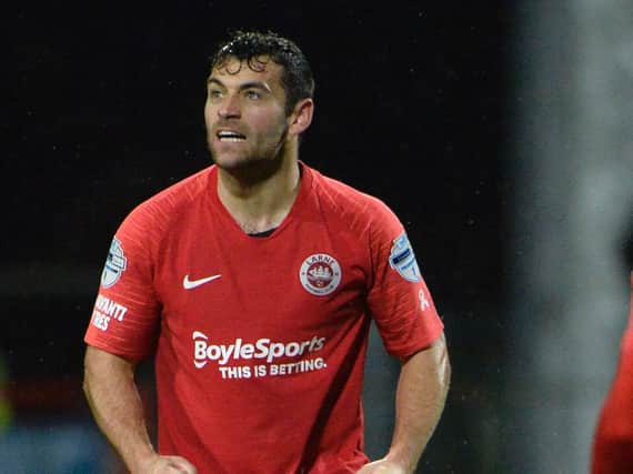 David McDaid hopes to add an Irish Cup medal alongside his FAI Cup medal, which he won with Derry City in 2012, when Larne face Linfield tonight in the showpiece final at Mourneview Park. Picture by Stephen Hamilton/INPHO