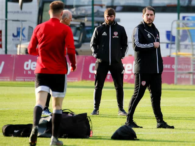 Derry City manager Ruaidhri Higgins wants his players to be ready from the off at the RSC tonight, Picture by Kevin Moore/Maiden City Images
