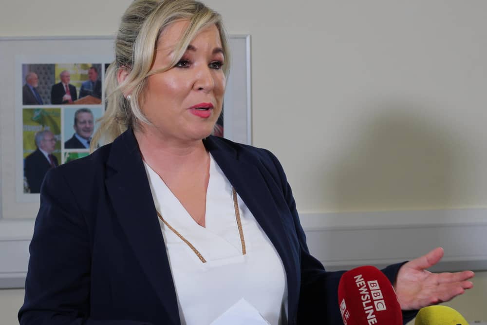 Deputy First Minister Michelle O'Neill speaking today.