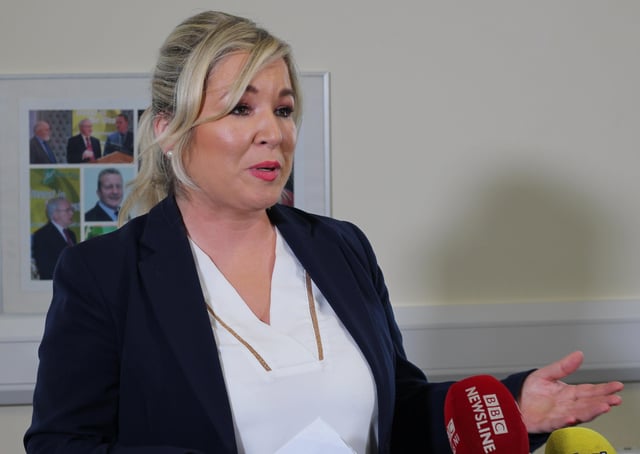 Deputy First Minister Michelle O'Neill speaking today.