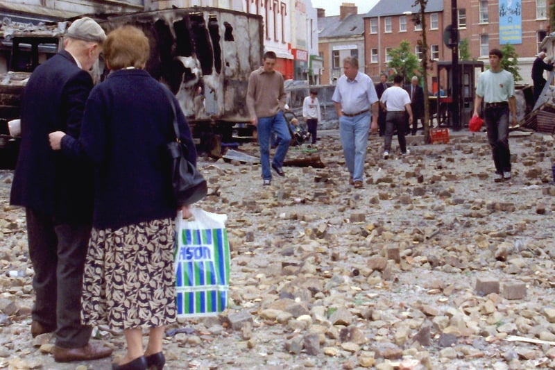The day after major riot, William Street, Derry.