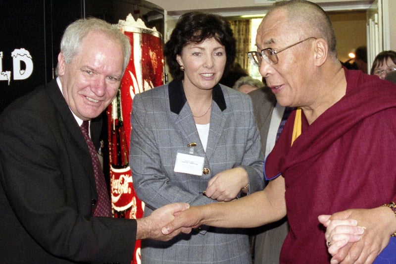 Eamonn Deane and Maureen Hetherington meet Dalai Lama in 2000.