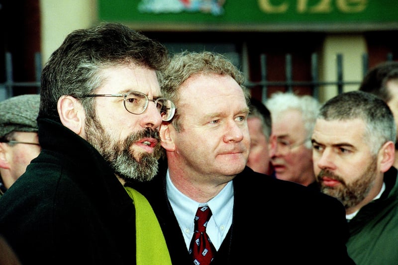 Gerry Adams and Martin McGuinness in Creggan.