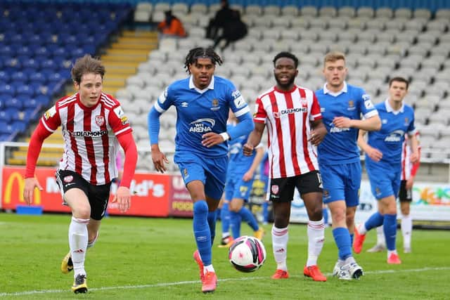 Will Fitzgerald races through on goal against his former club Waterford at the RSC. Photography by Kevin Moore.