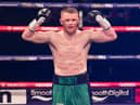 Brett McGinty celebrates his dominant victory over Dwain Grant in Coventry on Saturday night. Photograph courtesy of Hennessy Sports.
